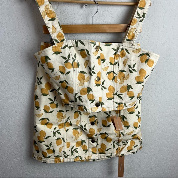 NEW NWT Reformation Chrissy Denim Two Piece Set Limoncello Lemon - Picture 4 of 8